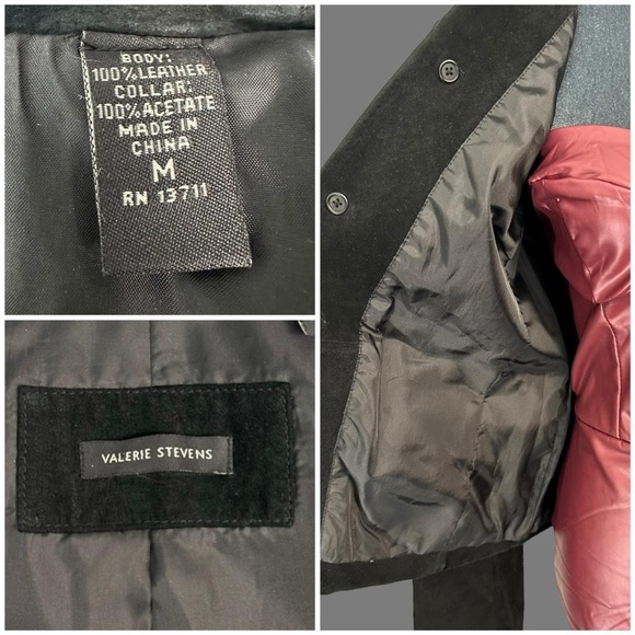 Vintage black suede leather blazer jacket - Picture 5 of 8